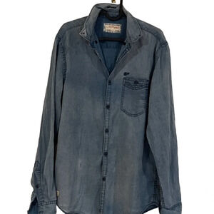 Ed Hardy Y2K  denim washed long sleeve Top Sz L